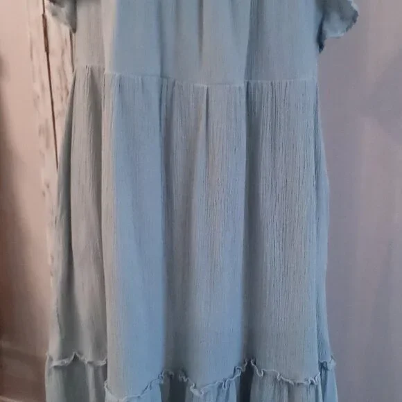 Tea n Rose Sage Green tiered Dress Size Large #0186 - Picture 7 of 12